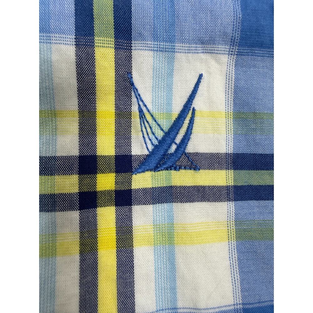 NWT Nautica Blue Sail Men XXL Blue Plaid Button Down Shirt Classic Fit Stretch C - Picture 6 of 8